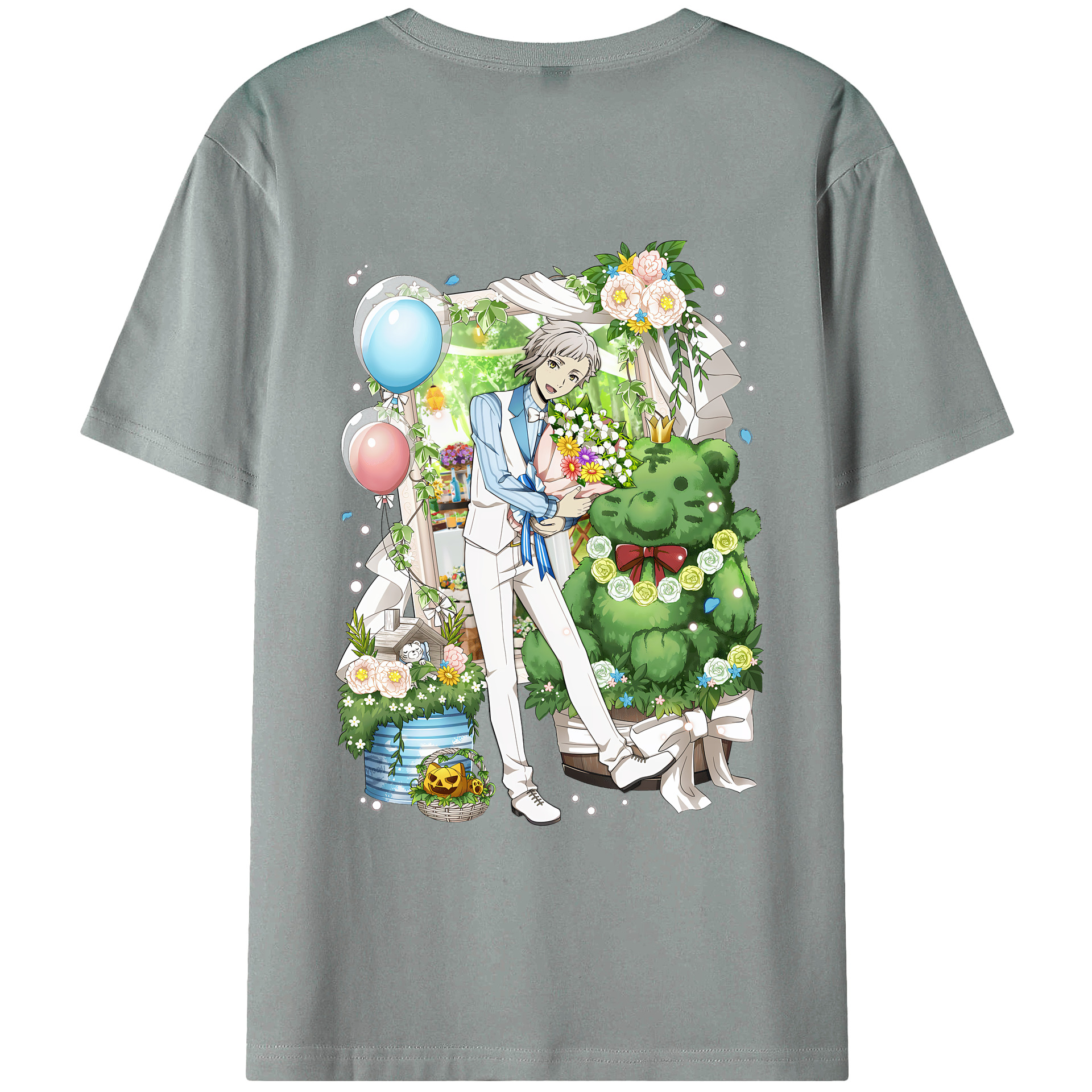 （画像用） 文豪ストレイドッグス Bungo Stray Dogs 綿100％ メンズ半袖Tシャツ（バックプリント） 通気性